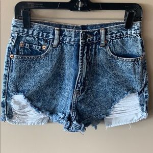 Acid wash jean shorts